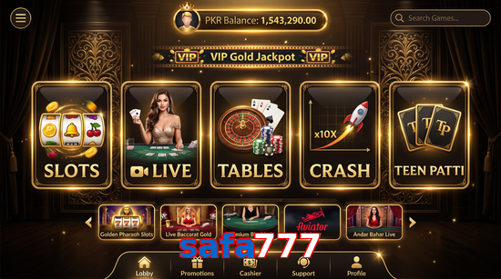 Main screen of Safa777 casino page for PK players