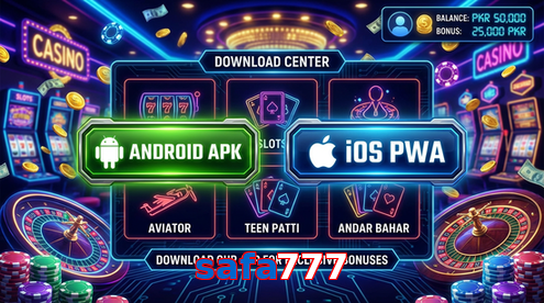 Main screen of Safa777 download page for PK players