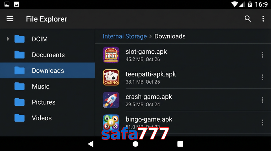 Main screen of Safa777 gameapk page for PK players